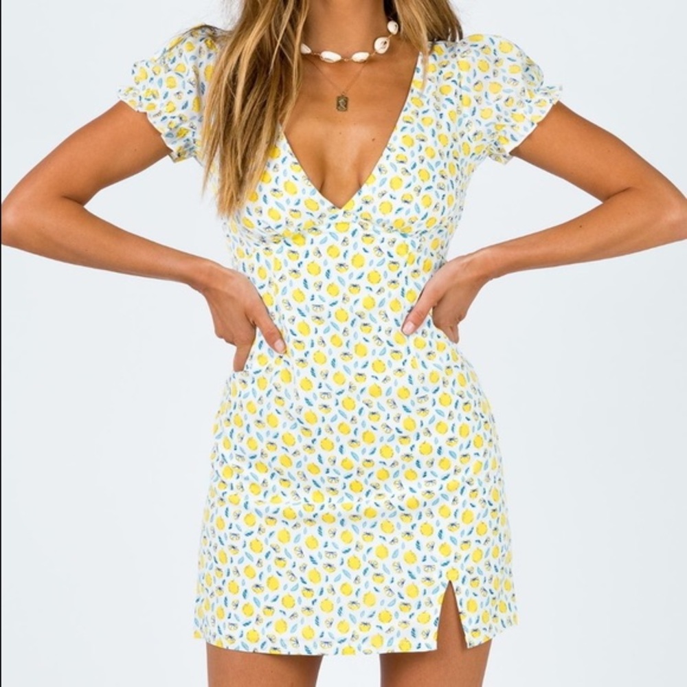 Princess Polly lemon mini dress